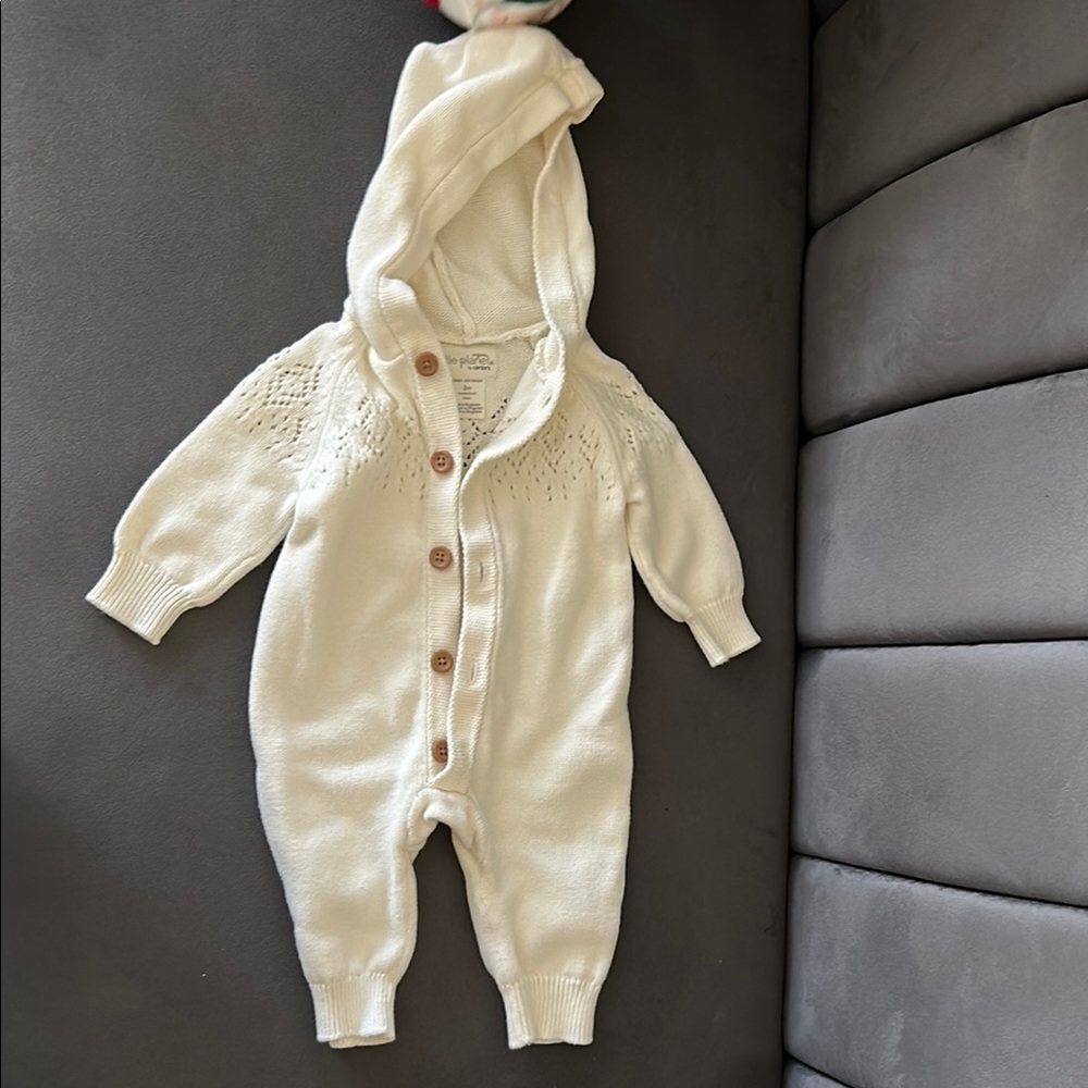 Cream Knit Baby One Piece